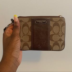 Coach Brown Leather Zip Wristlet
